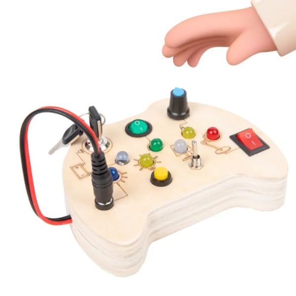 Unisex Wood Traffic Light Switch Simulation Busy Board Montessori Circuit Board Lockpicking Wooden Toy for Early Education - Image 2