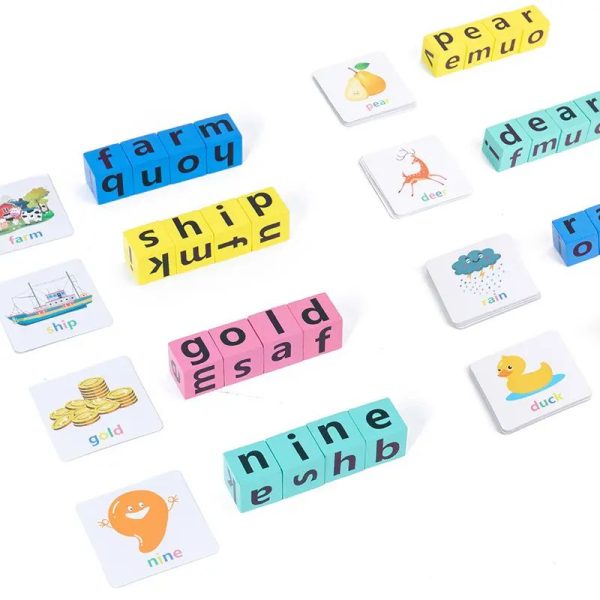 Wooden Blocks Hand Painted Technique 5 7 Years Girl's Learning Spell Recognition - Image 2