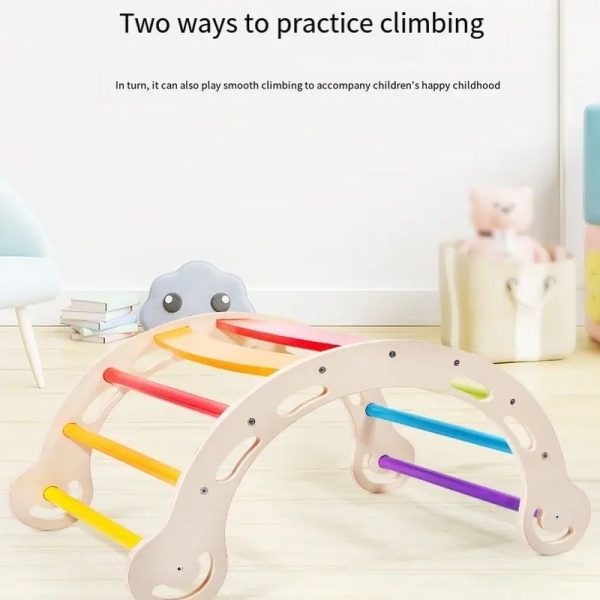 Unisex Montessori Furniture Adjustable Wooden Play Gym with Climbing Triangle and Arch for Toddler Climber Baby Gym - Image 2